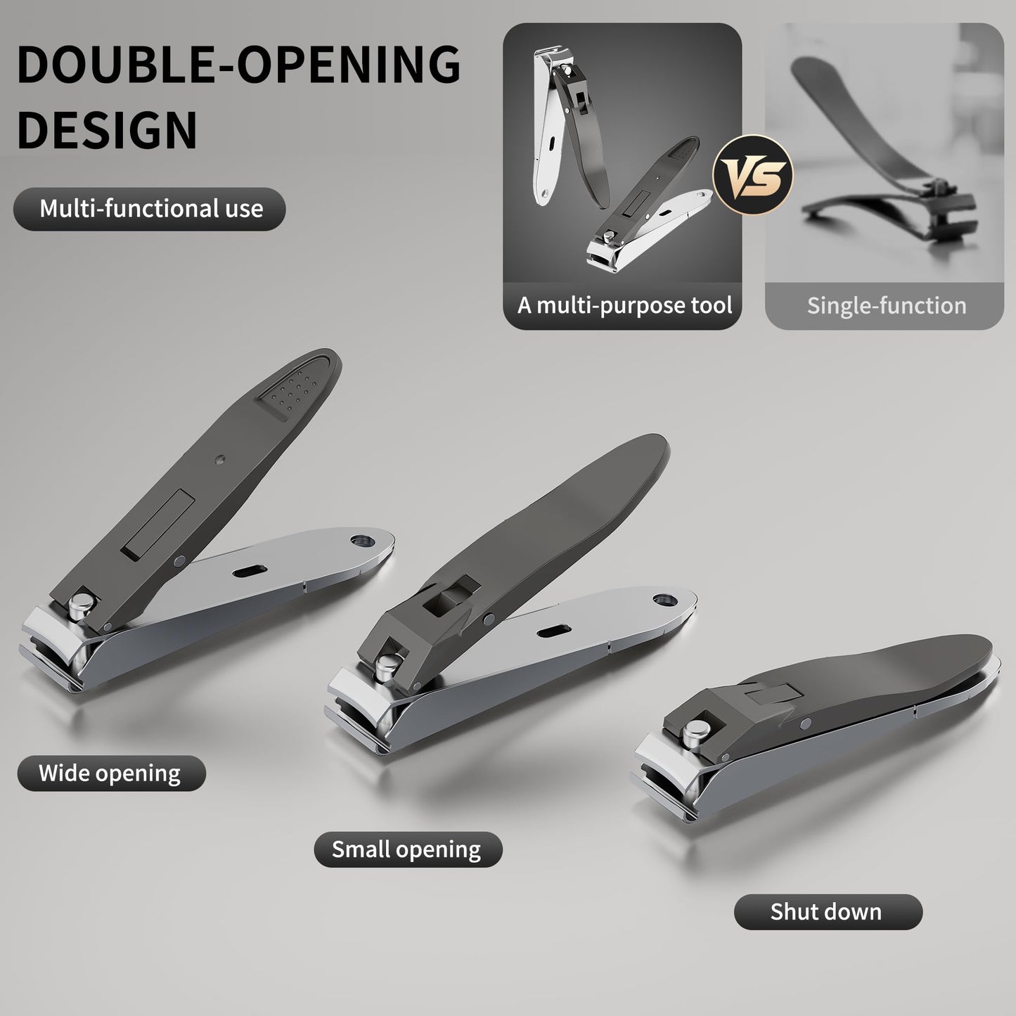 ESSBES Heavy Duty Nail Clippers for Men Sharp Stainless Steel Fingernail and Toenail Cutter with Nail Catcher Precision Grooming Tool for Thick Nails Gift for Dad Husband Him