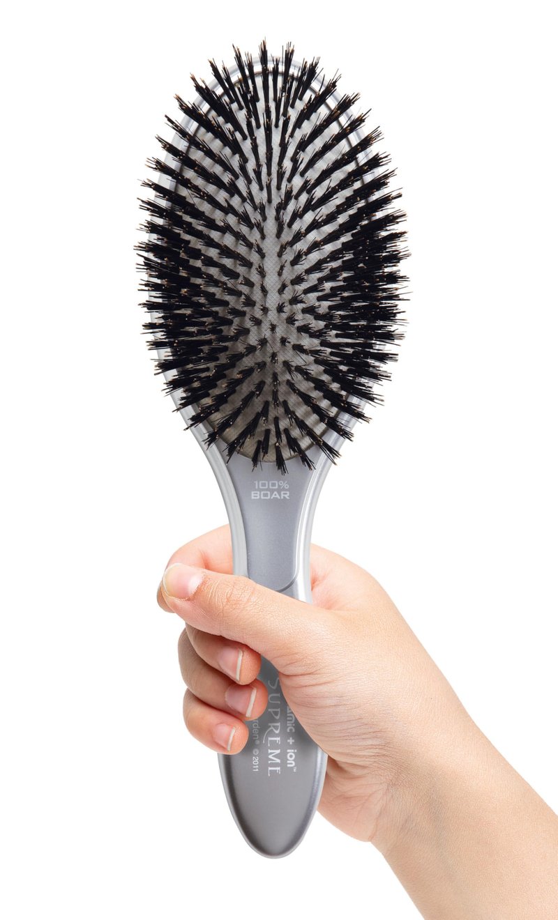 Olivia Garden Ceramic + Ion Supreme Paddle Hair Brush for Men and Women - Professional Boar Bristle Hair Brush for All Hair Lengths - Frizz-Free Results
