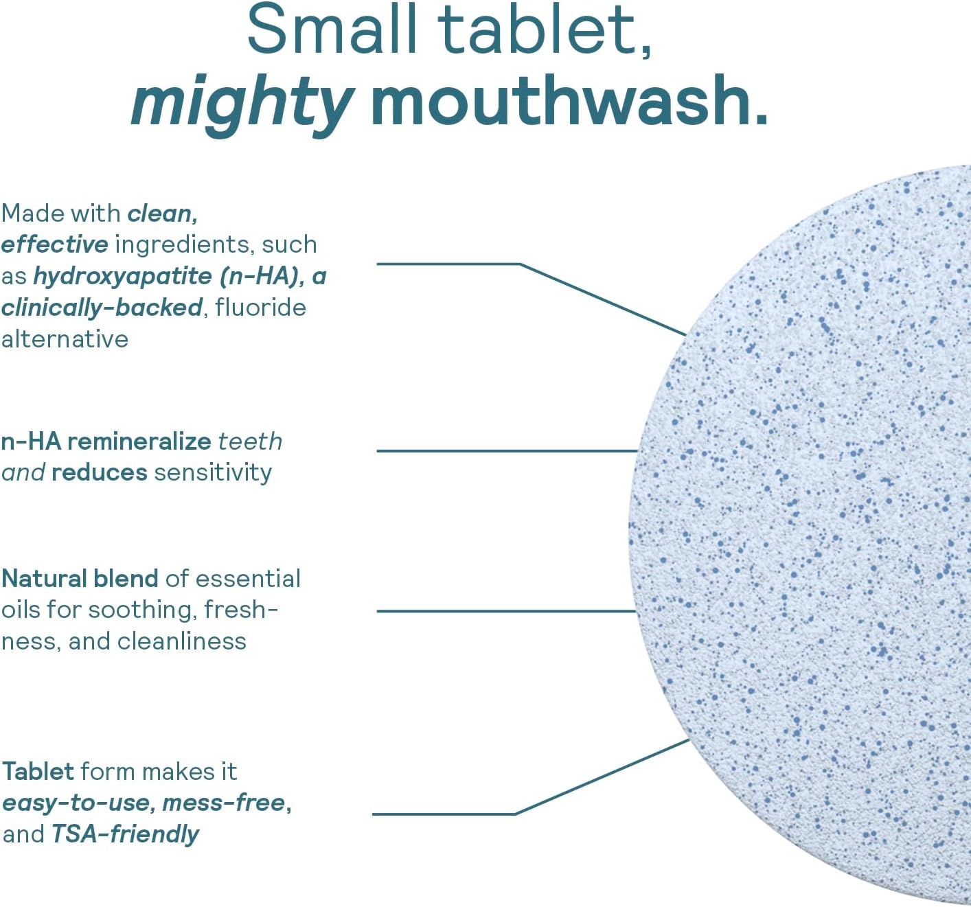 Huppy Mouthwash Tablets - Nano Hydroxyapatite, Alcohol & Fluoride Free | Natural Fresh Breath, Travel-Friendly, 124 Count