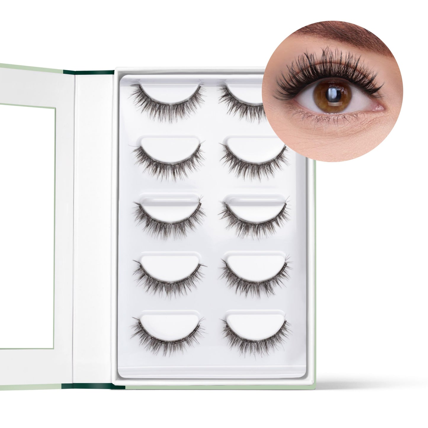 FlutterHabit STICKtionary Water Lilly Self Adhesive Eyelashes Kit, Pre Glued Underlash Strips for Beginners, No Glue Lash Extensions, Lightweight Clusters for Natural Look (5 Pairs)