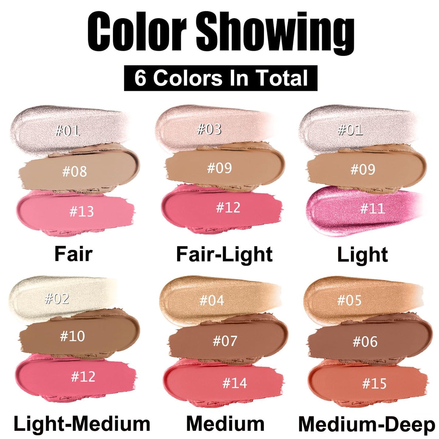 Hilareco PHOERA Foundation,3 PCS Contour Stick Makeup Kit,Shades with Highlighter Stick,Blush Stick and Bronzer Contour (104+Light-Medium Contour/Buff Beige+#02,#10,#12)