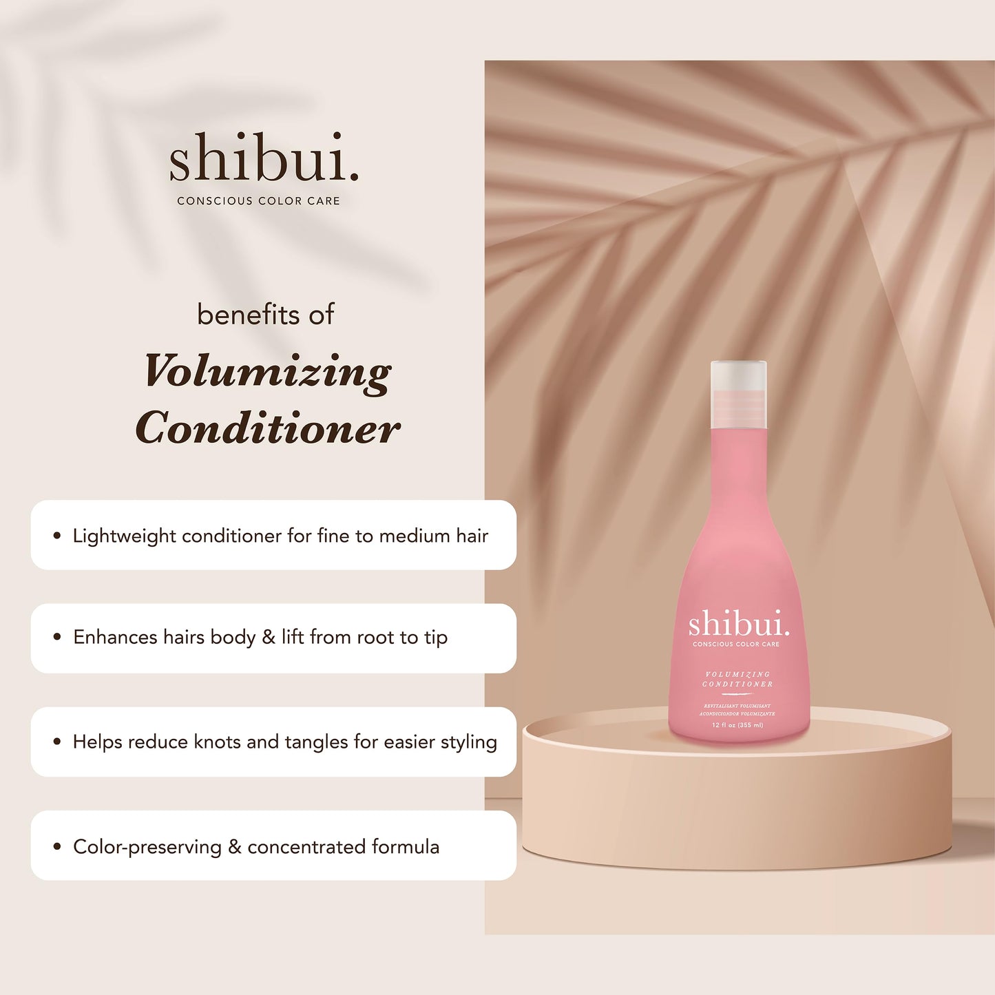 Shibui Volumizing Conditioner, Weightless Moisture, Adds Body and Shine with Raspberry Seed Oil and Quinoa for Thin or Fine Hair, Color-Safe, 12 Fl Oz