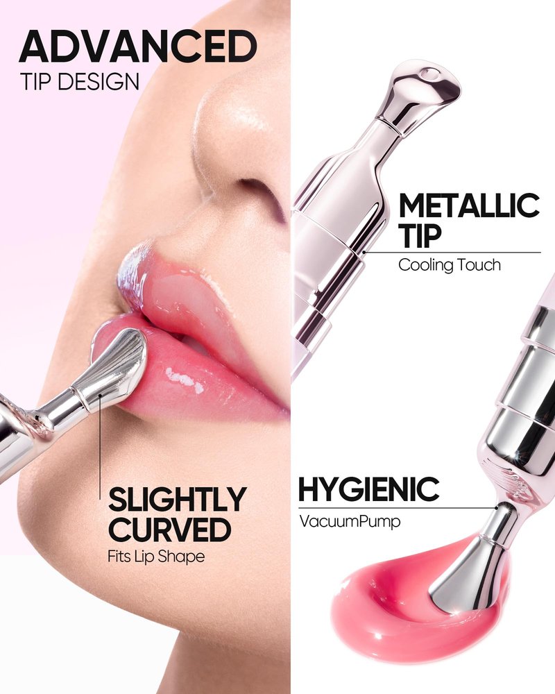 SKINTIFIC Peptide Brightening Lip Serum, Hydrating & Plumping Tinted Lip Gloss, Moisturizing Lip Balm with Polypeptides & Squalane for Glossy Sheer, Smooth Lips(01 Baby Pink)
