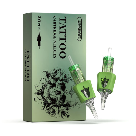 Wormhole Tattoo Cartridge Needles, 50pcs Mixed Disposable Tattoo Needles Tattoo Finger Ledge Cartridges #12 Round Liner Magnum Round Shader 3RL 5RL 7RL 9RL 5RS 7RS 7RM 9RM 9M1 11M1 for Tattoo Gun
