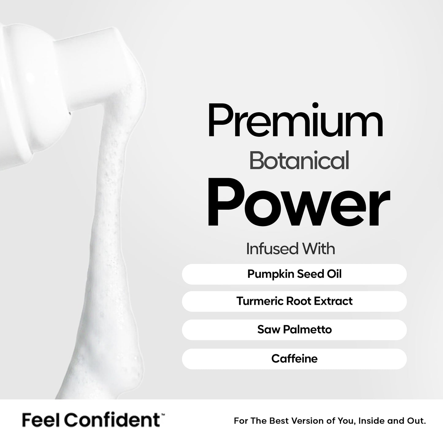 Feel Confident Thickening Foam - Hair Surgeon Formulated for Men & Women with Saw Palmetto, Pumpkin Seed Oil, Caffeine & Turmeric, Lightweight Volumizing & Styling Mousse for Fine or Thin Hair 1.7oz