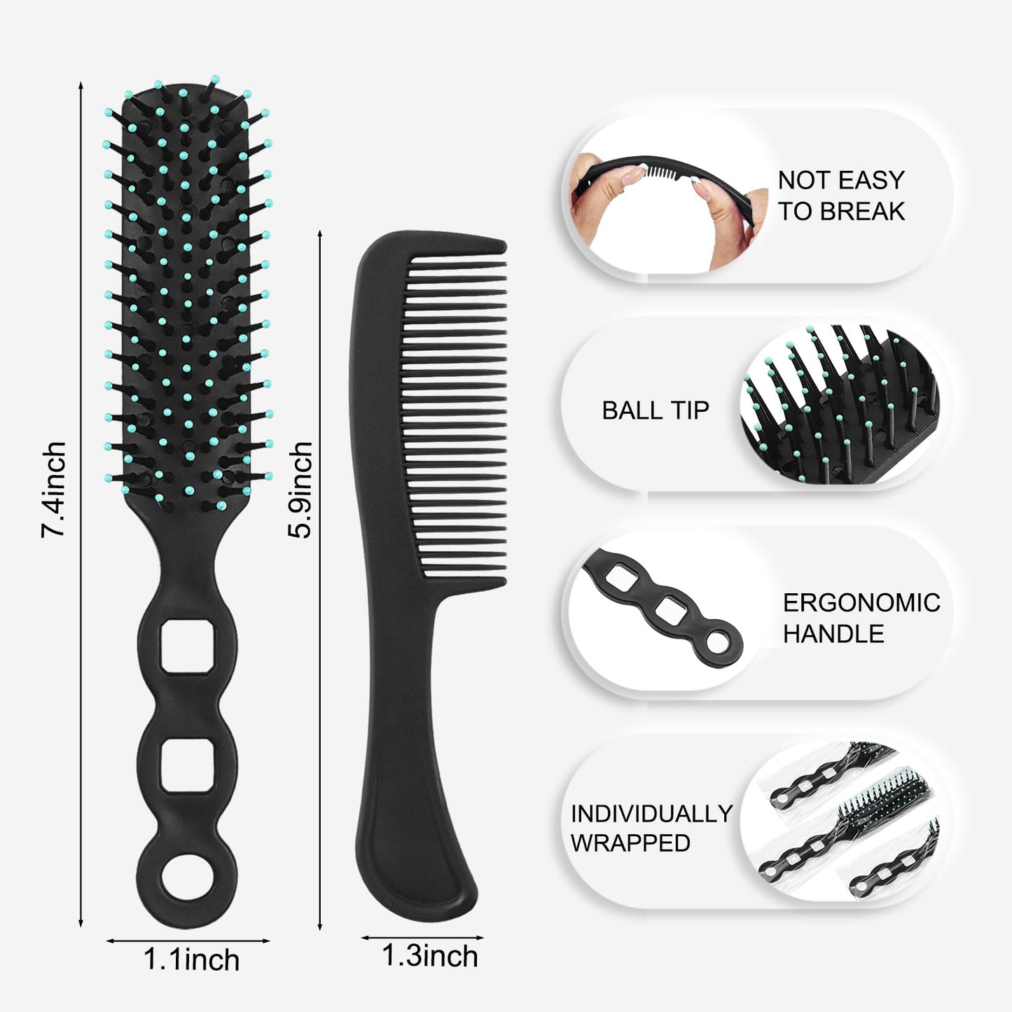 Gisdo 100 Pcs Hair Brush and Comb Set in Bulk for Homeless Individually Wrapped, Bulk Comb Brush Hairbrush for Women Kids Hotel Homeless Charity (Bright Color)