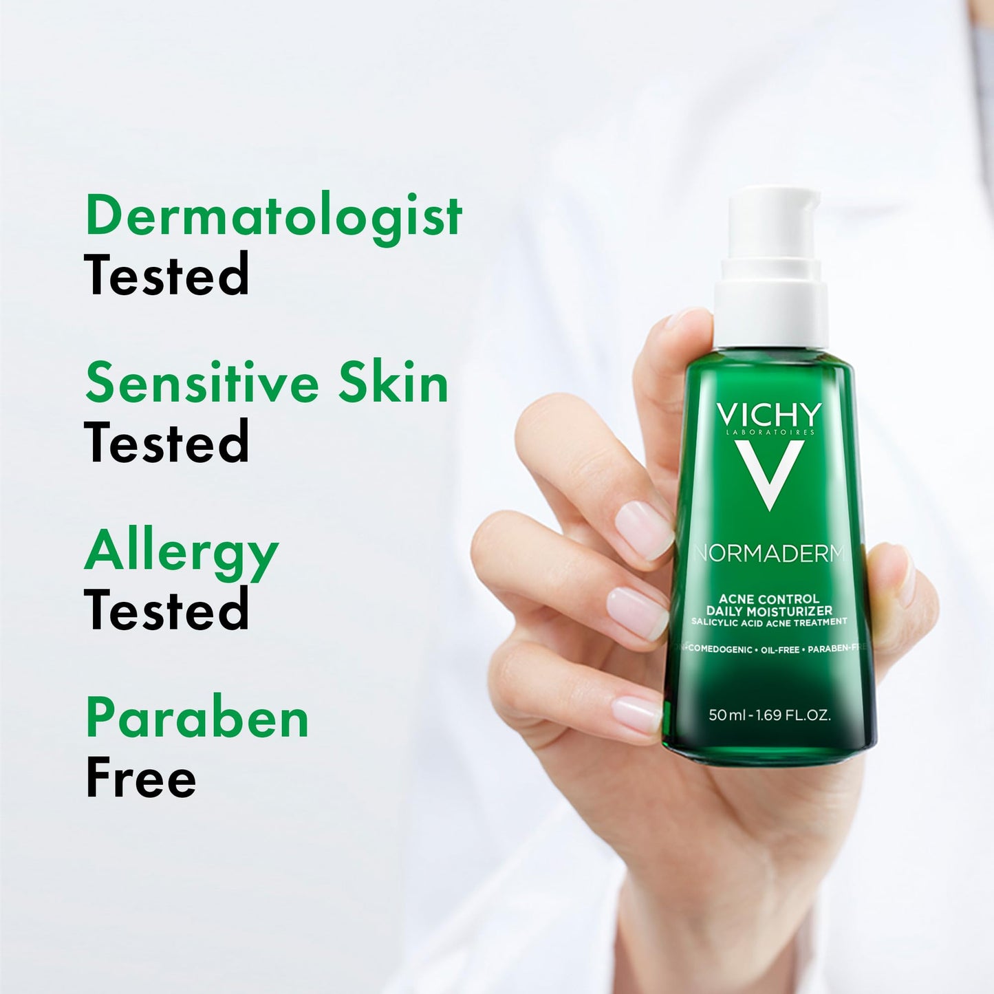 VICHY Normaderm Acne Control Daily Moisturizer,Oil Free Acne Moisturizer For Face,Max Strength 2% Salicylic Acid + Hyaluronic Acid +Vitamin C,Targets Blackheads, Blemishes & Enlarged Pores(Pack of 2)