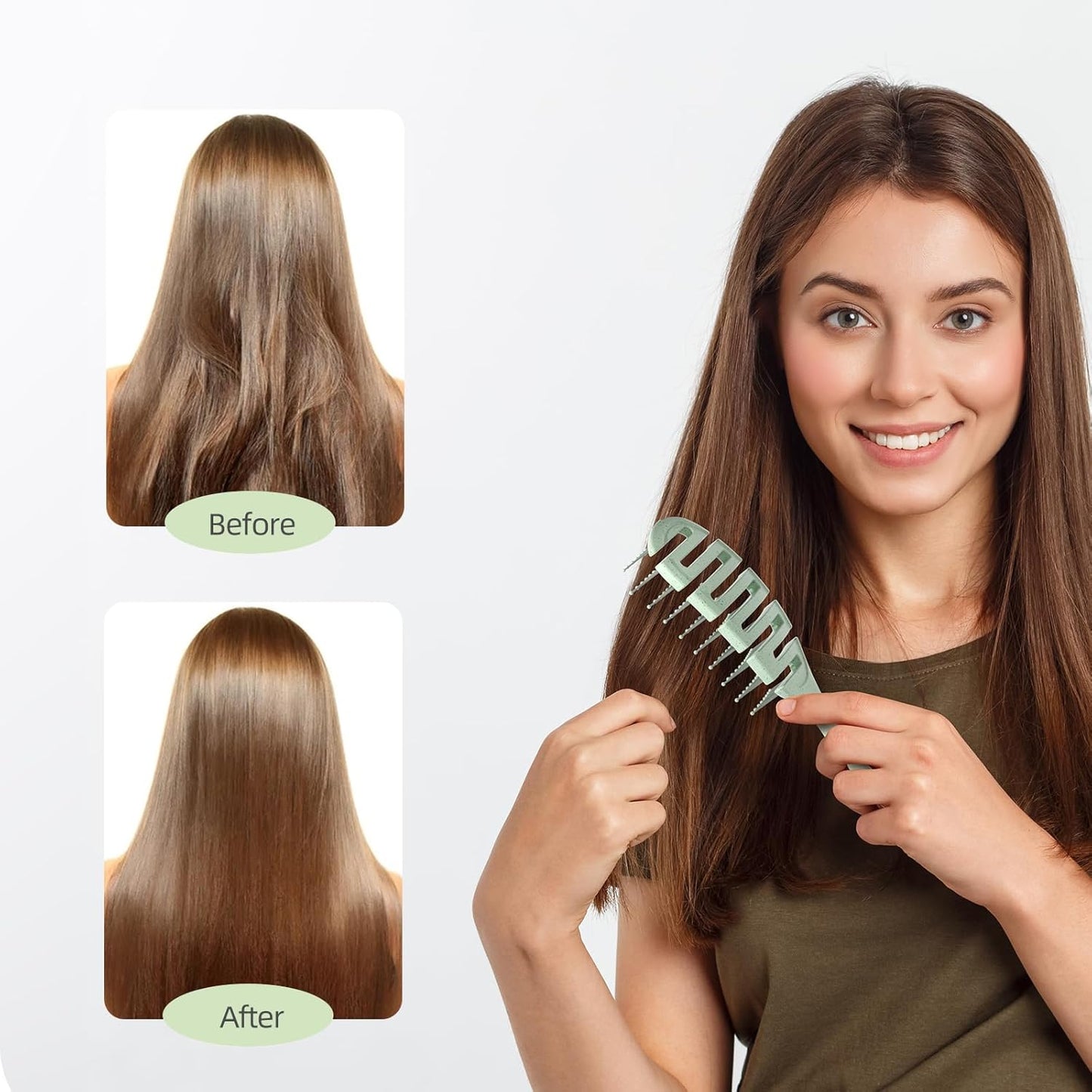 Detangler Hairbrush, Vented Detangling Brush for Straight, Wavy,Curly and Fine Hair, Dry and Wet, Quick Smoothing for Women and Men, Eco-Friendly & Sustainable Material (Green)
