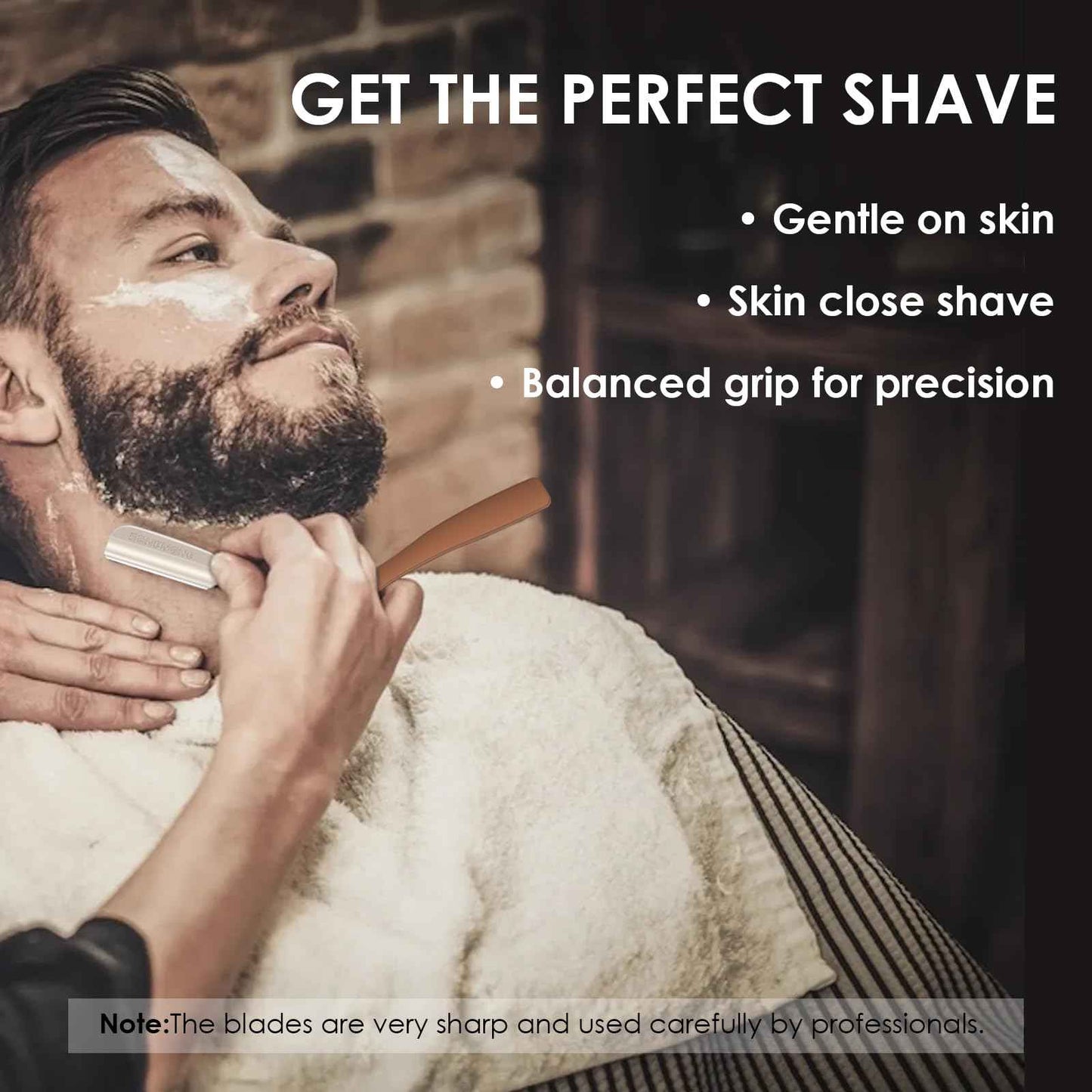 BANGMENG Straight Razor for Men, Professional Barber Razor with 20 Stainless Steel Blades, Edge Single Blade Shavette Shaving Razor for Smooth Precise Shave