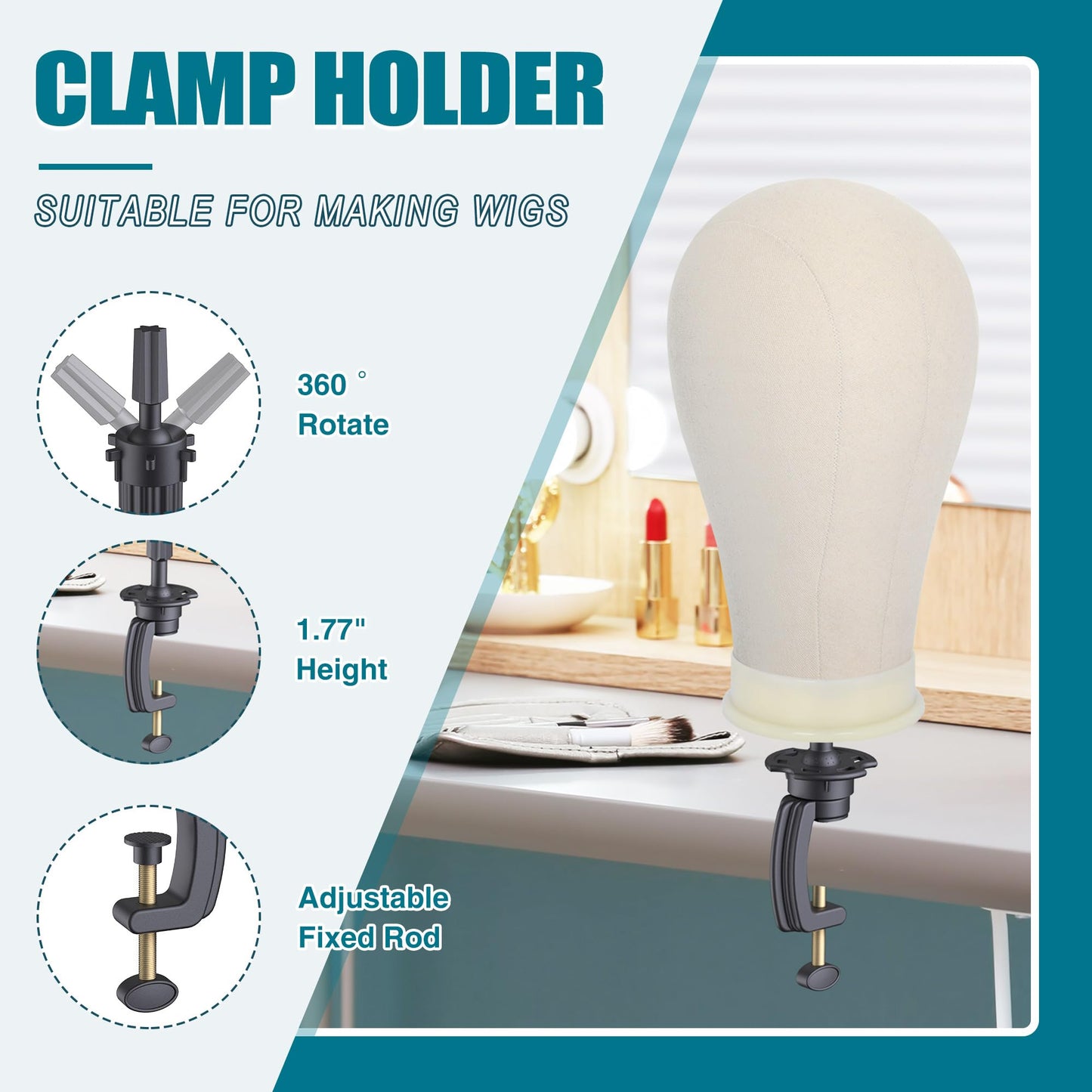 Retbtnm Wig Stand with Head 50 Inches, Wig Head Stand with 22 Inches Mannequin Head, Height Adjustable Metal Tripod Wig Stand, Manikin Head Set for Wigs Display Making Hair Weave and Styling