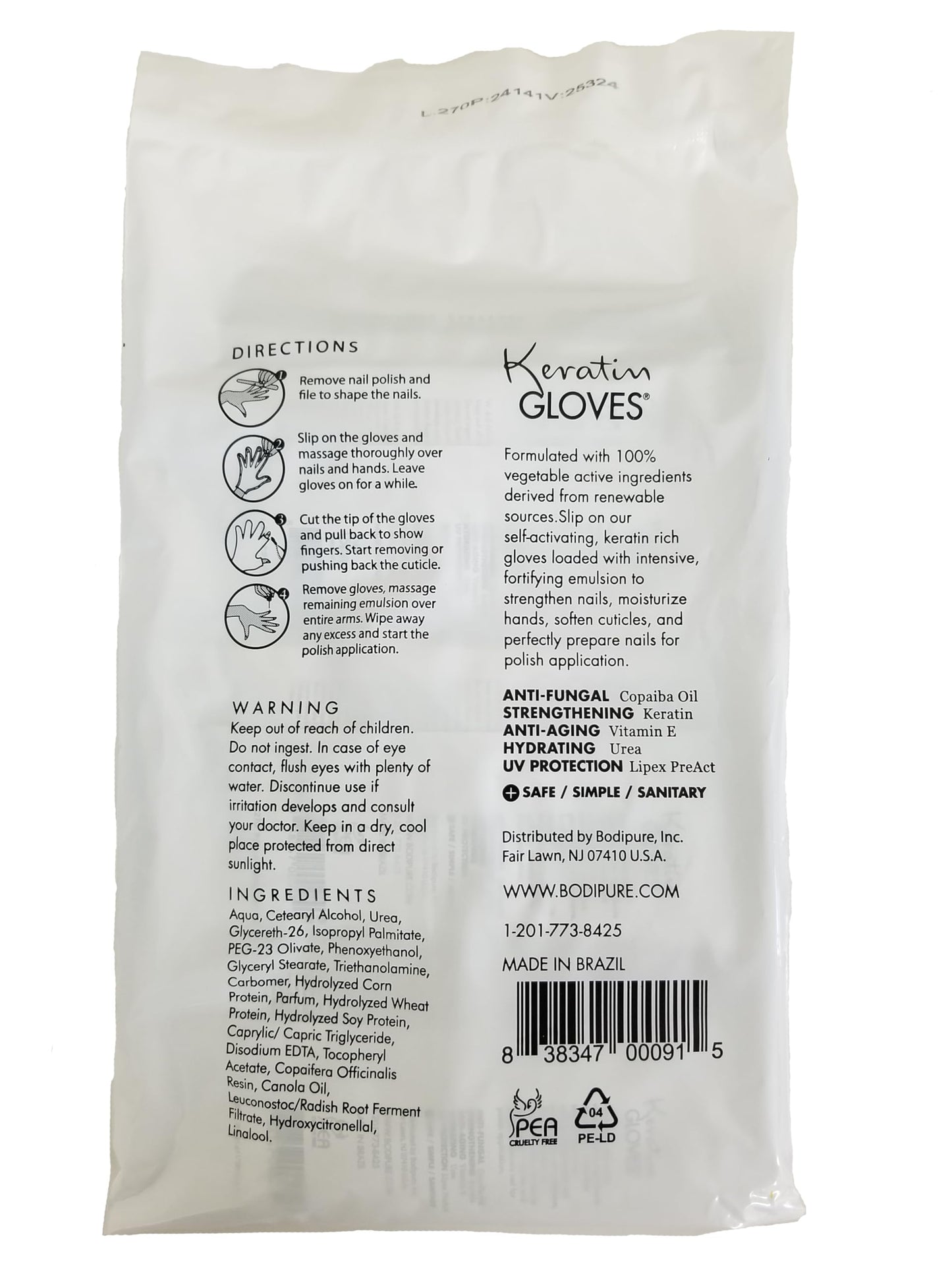 Bodipure Keratin Hand Mask Gloves for Dry Cracked Hands – Deep Moisturizing Cuticle Repair Treatment – Professional Spa Hydrating Gloves for Soft Hands & Nails – 12 Pair Pack