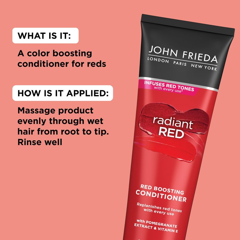 John Frieda Radiant, Boosting Conditioner, Hydrates and Enhances Tones with Pomegranate Extract and Vitamin E for Natural or Color-Treated Hair, 8.3 Oz