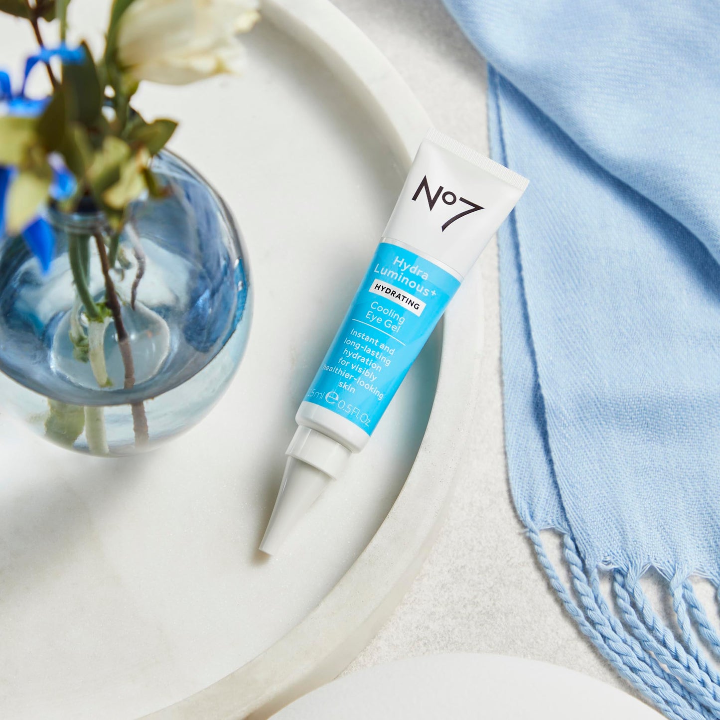 No7 HydraLuminous+ Cooling Under Eye Gel - Hydrating Eye Gel to Smooth Dry, Fine Lines with Hyaluronic Acid & Vitamin B3 Niacinamide - Reveals Visibly Healthier-Looking Skin (0.5 Fl Oz)