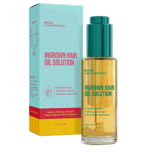 BASE LABORATORIES Ingrown Hair Treatment Oil – Soothing After Shave Oil Prevents Ingrown Hairs, Soothes Razor Bumps for Bikini Area, Legs, Underarms, Neck, Beard & Face – Tea Tree, Jojoba 1oz (30ml)