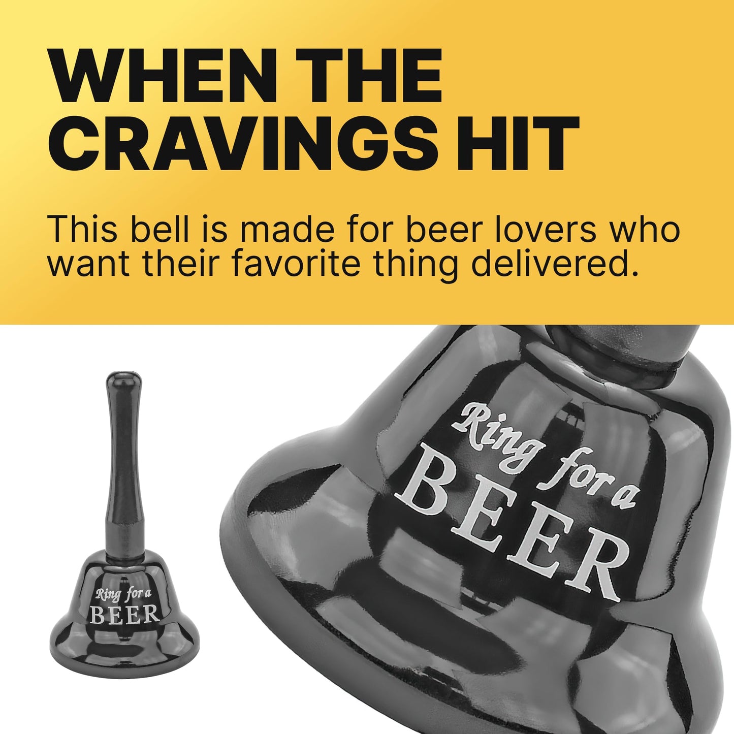 Fairly Odd Novelties 'Ring for Beer' Handbell - Sleek Black, Fun Gag Gift - Perfect for Beer Lovers, Parties, and Relaxation!