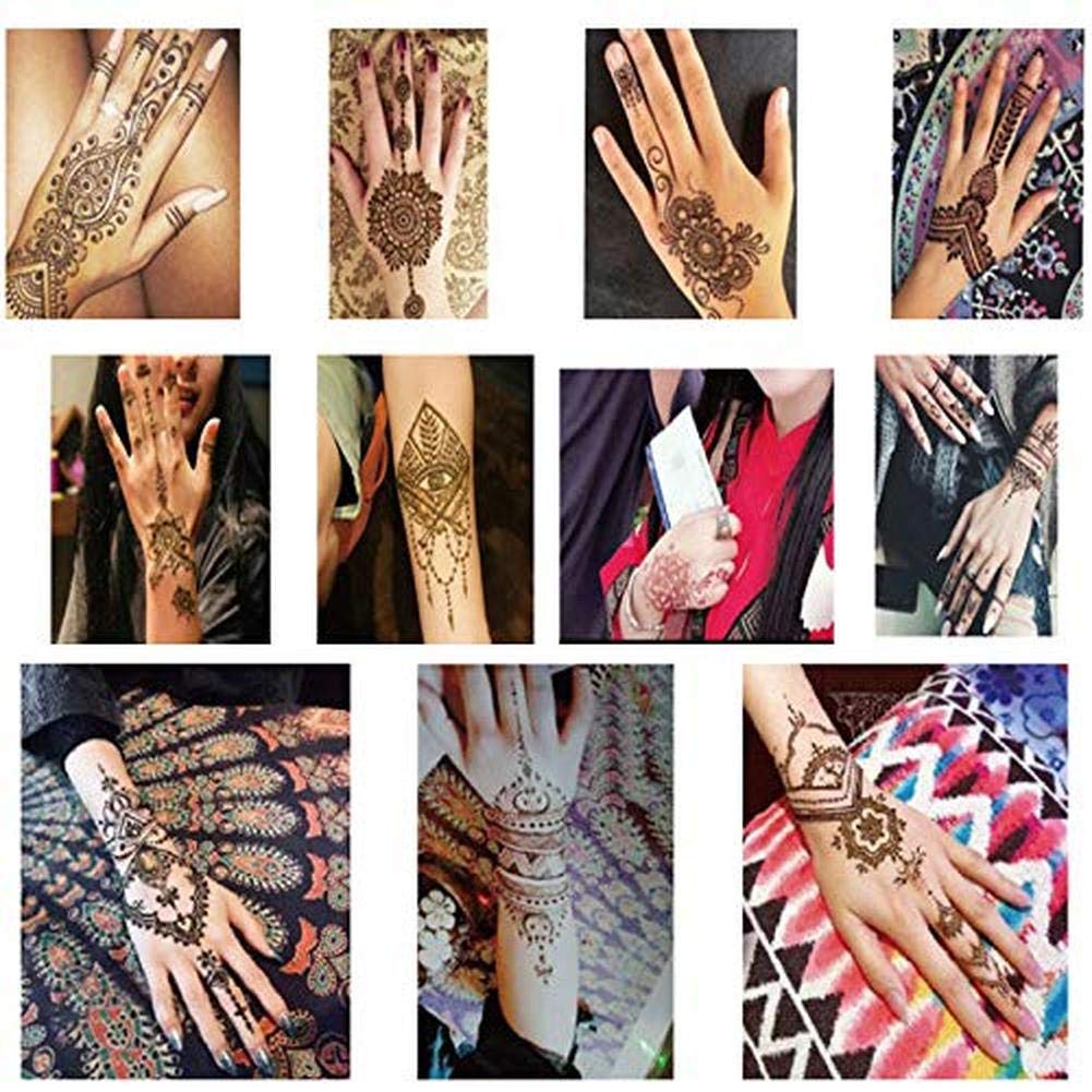 Xmasir Pack of 24 Sheets Temporary Tattoo Templates,Self-Adhesive Henna Indian Arabian Temporary Tattoo Sticker for Body Paint