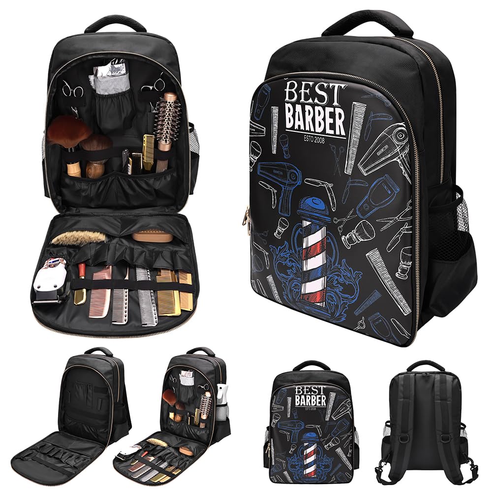 Barber Supplies Bag Organizer for Clippers and Supplies, Portable Hairstylist Clipper Backpack Travel Barber Shop Tools Bag