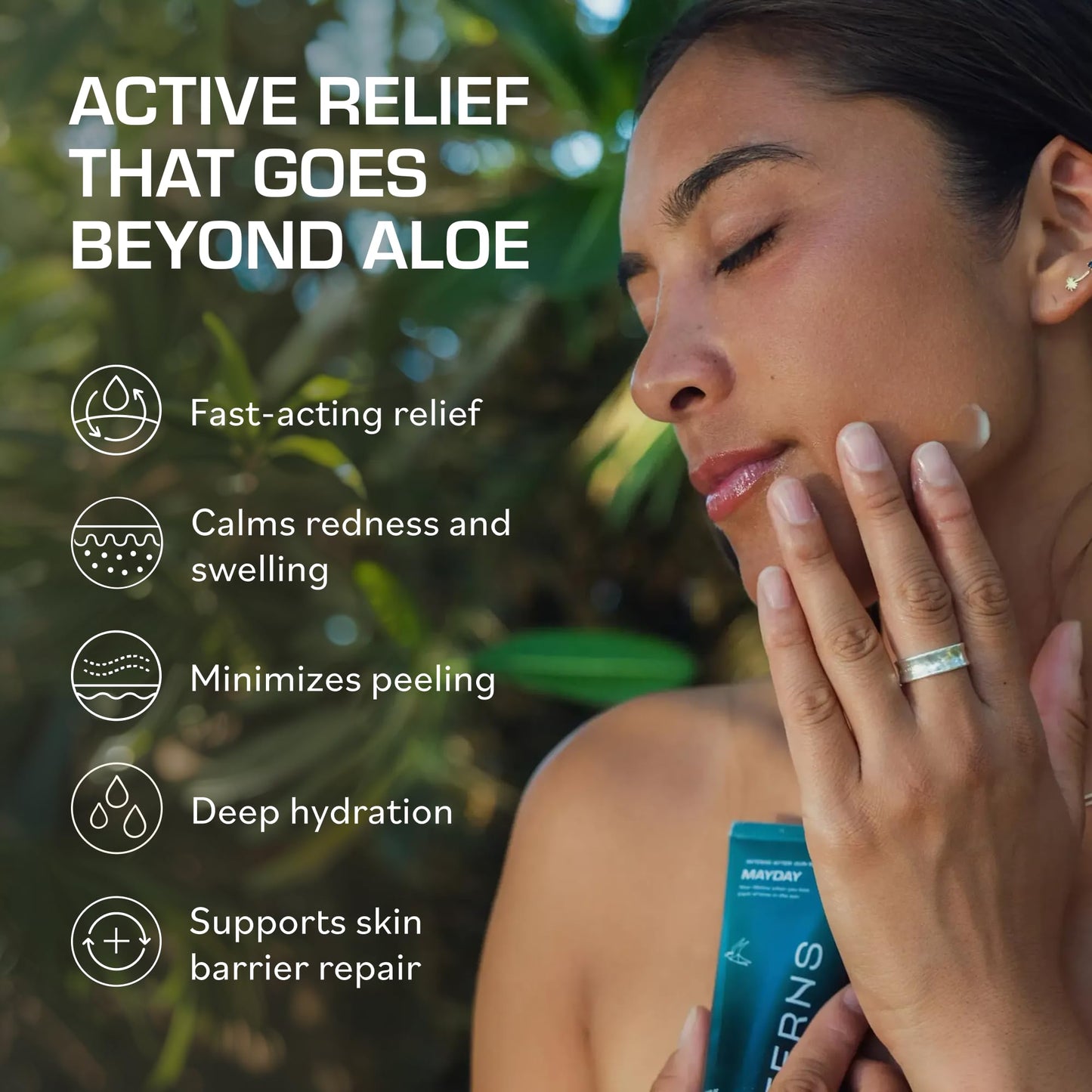 TERNS Mayday Intensive After Sun Gel Cream, Cooling Skin Care for Sunburn Relief, 3X Marine Bioactive Complex with Niacinamide, Squalane, Shea Butter & Aloe, Travel Size, Fragrance Free, 2 Fl Oz