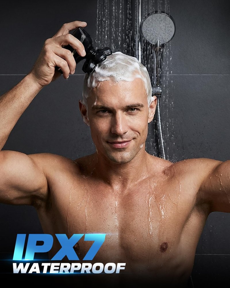Electric Head Shaver for Bald Men - 7D Floating Blades, IPX7 Waterproof | Rechargeable & Detachable Design
