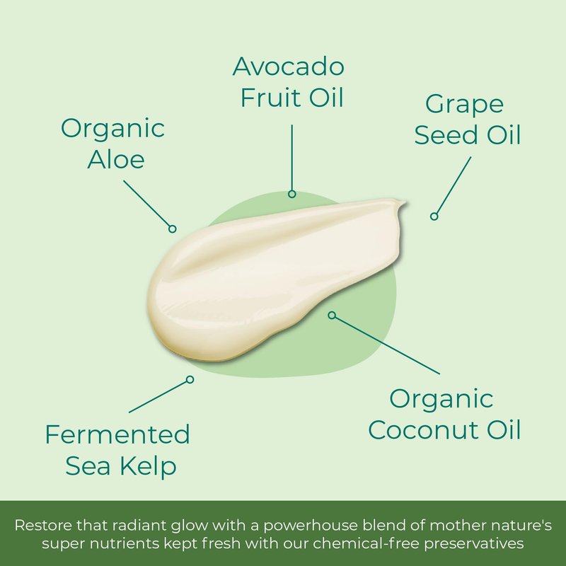 Sea-El Avocado & Kelp Cream Cleanser Non-Foaming Gentle Deep Cleanse to Purify Tone & Firm - Moisturizing Natural Face Wash for Women & Men - 4 Oz