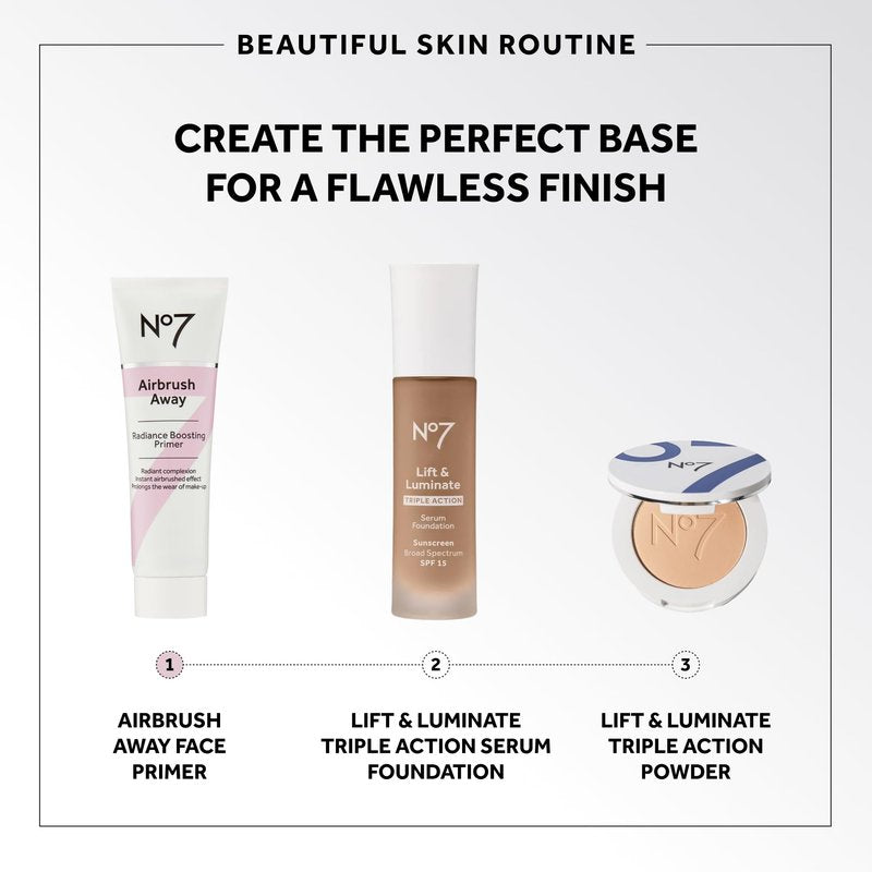 No7 Airbrush Away Radiance Boosting Foundation Primer - Illuminating Glow Primer for Seamless Makeup Application - Leaves Skin Dewy, Smooth & Radiant - Extends Makeup Wear (30ml)