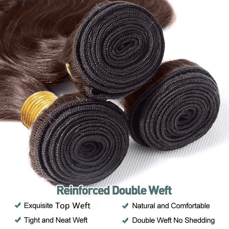 #4 Chocolate Human Hair Bundles Water Wave Bundles 16 16 16 Inch Brown Unprocessed Brazilian Virgin Hair 3 Bundle 50 Gram Per Bundle Deals Quick Weave Hair Extensions