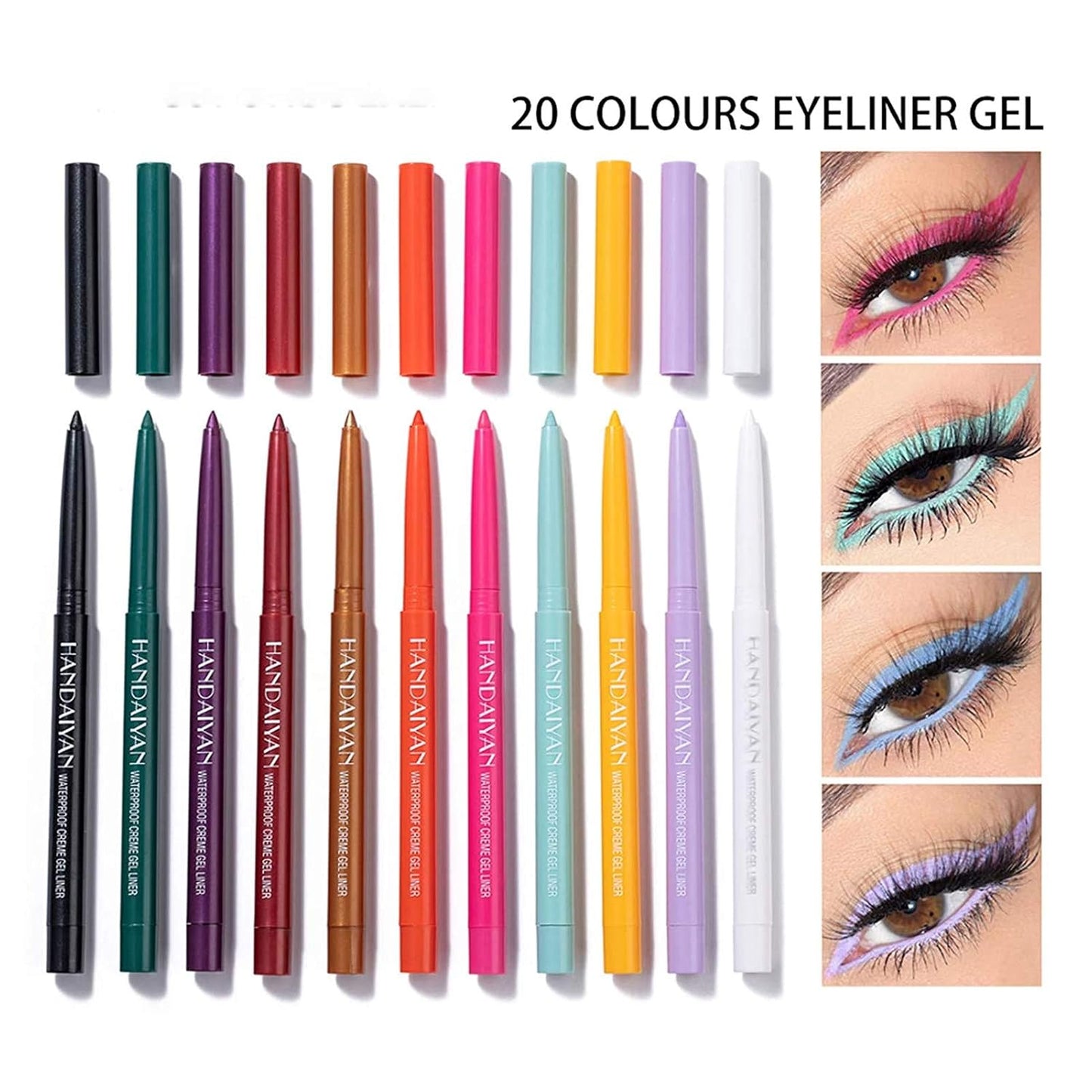 20 PCS Waterproof Colored Eyeliner Pencil Set - Long-Lasting Matte Shades | Multi-Functional Makeup Gift for Women