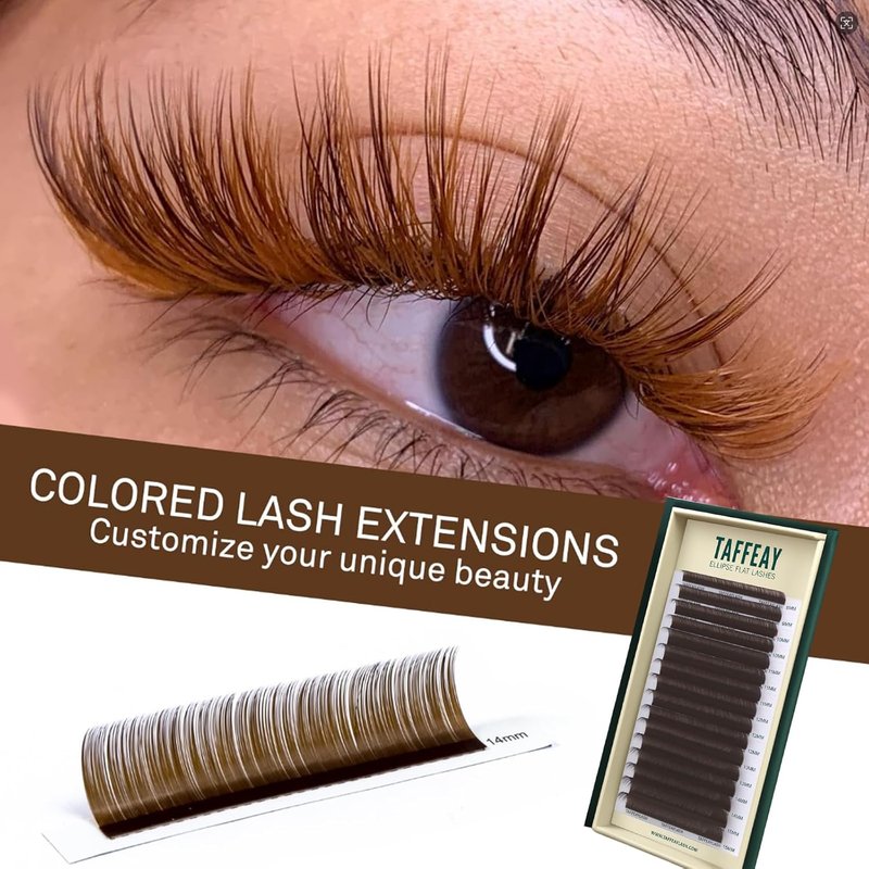 Colored Lash Extensions - Individual Cashmere Eyelash Extensions | Mixed Length 8-15mm, C/D/CC Curl, Dark Brown 0.05