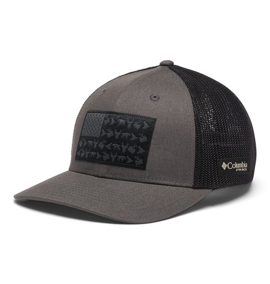 Columbia Unisex PHG Game Flag Mesh Ball Cap - Mid, Grill/Black, Large/X-Large