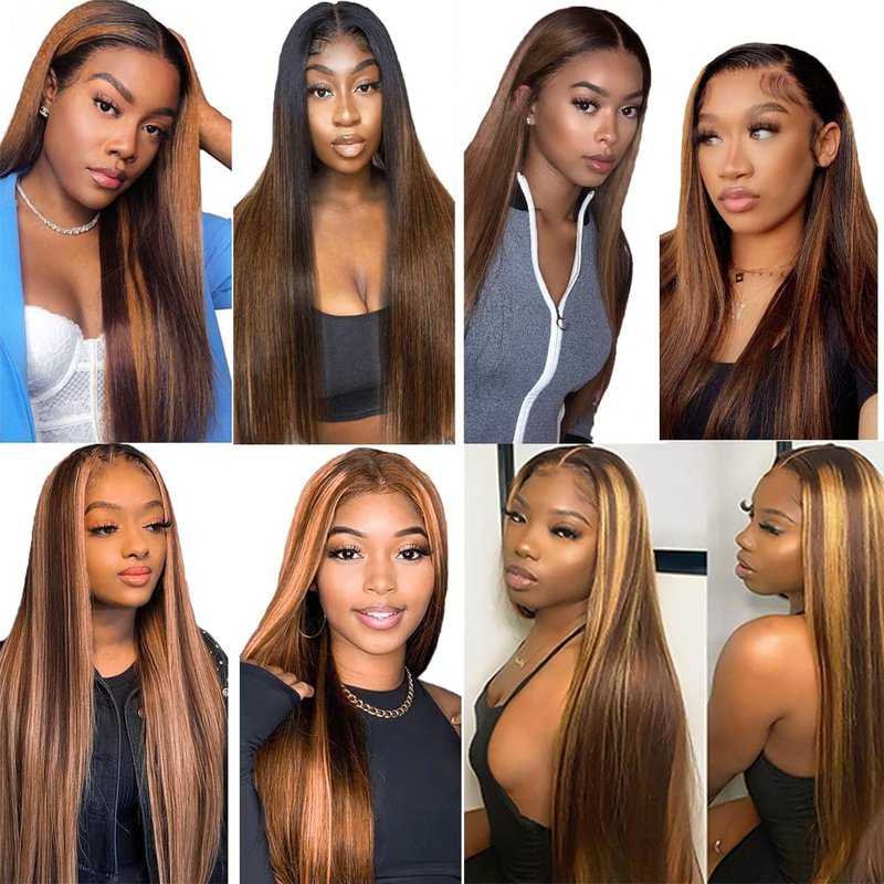 Fabimiya Bundles Human Hair 08 10 12 Inch Straight P4/613 Human Hair Bundles 12A Unprocessed Brazilian Virgin Hair Quick Weave Bundles for Black Women