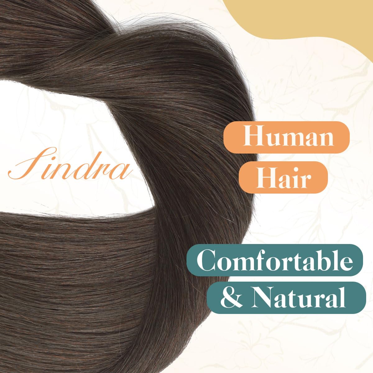 Sindra Wire Hair Extensions Real Human Hair, 4 Medium Brown Invisible Wire Hair Extensions, 14inch 70g Transparent Seamless Fish Line Hairpiece for Women