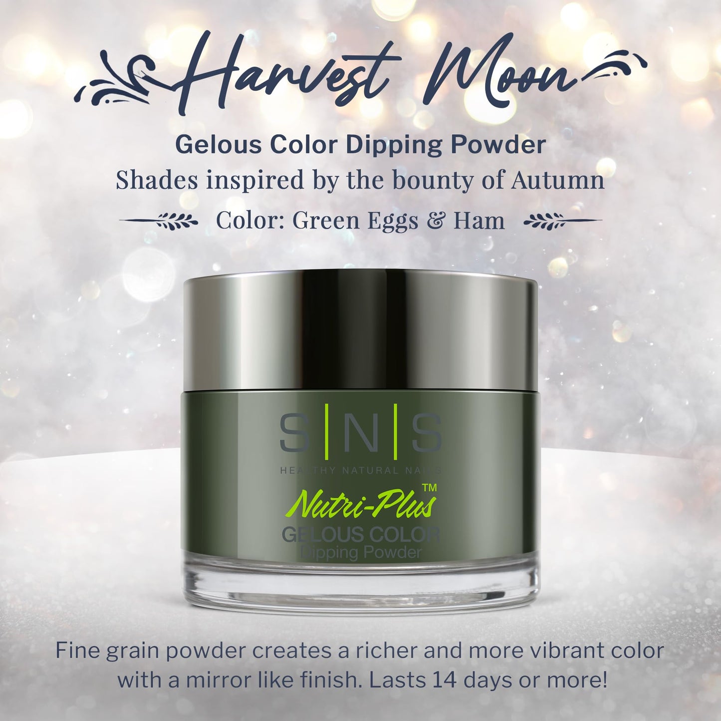SNS Nail Dip Powder, Gelous Color Dipping Powder - Green Eggs & Ham (Green) - Long-Lasting Dip Nail Color Lasts 14 Days - Low-Odor & No UV Lamp Required - .5 Oz