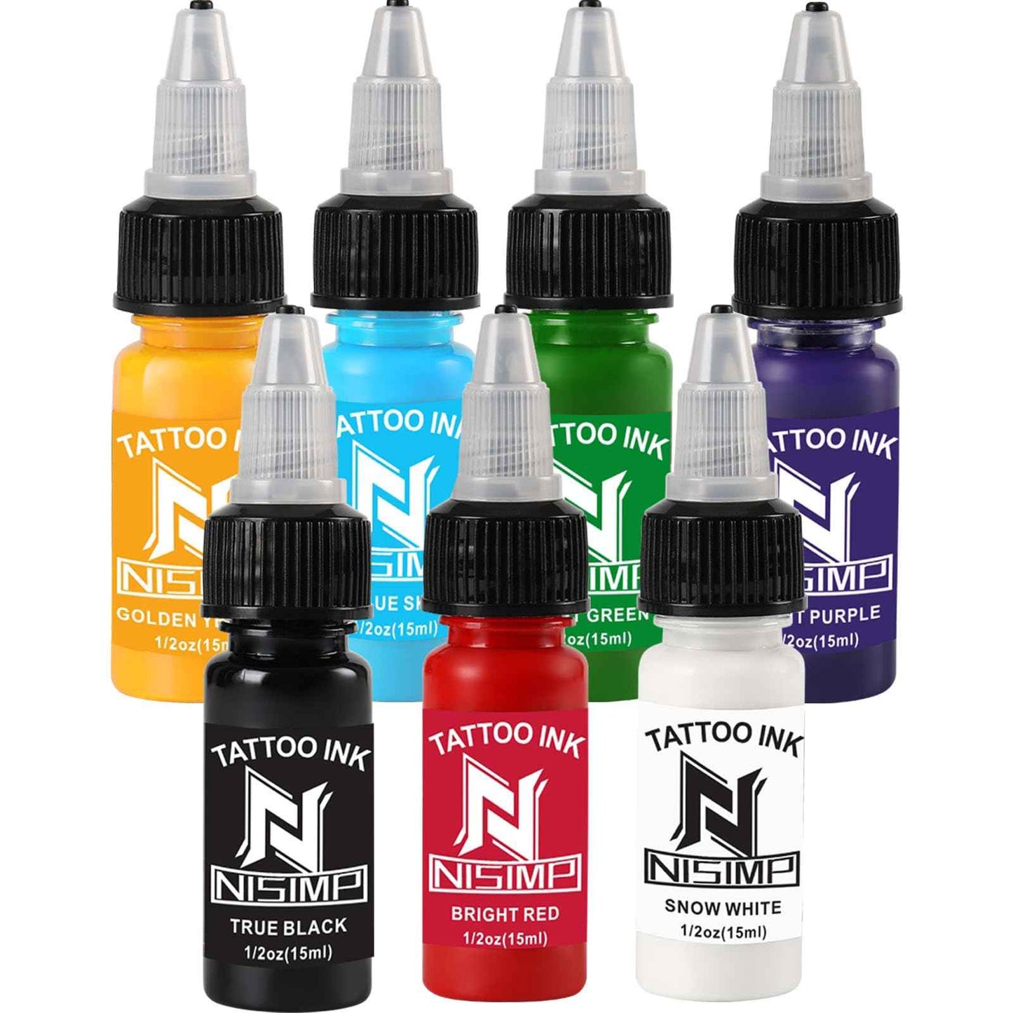 NISIMP Ink Color Pigment Set-Vegan Friendly,1/2oz 15ml 7 Colors Ink Kit Set