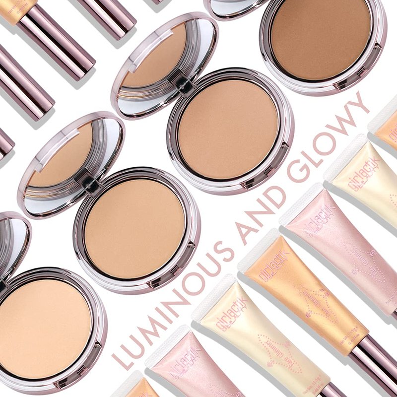 Girlactik Luminous Face Powder – Radiant Finish Pressed Powder for Natural Glow & Smooth Skin – Lightweight, Buildable Setting & Finishing Powder | Vegan, Cruelty-Free Compact (Light)