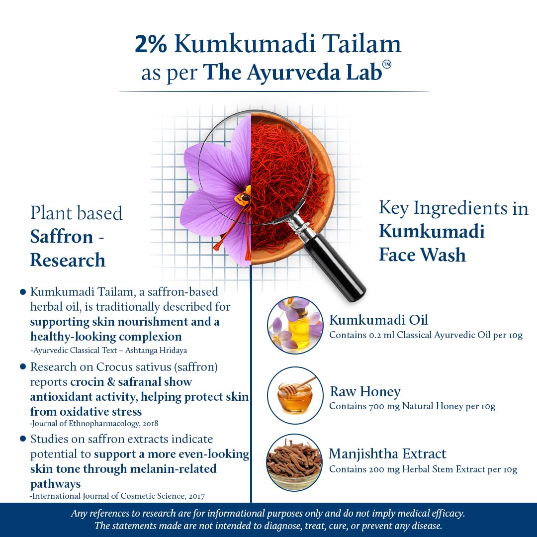 Kumkumadi Brightening Face Wash - Sulphate-Free Saffron Cleanser for All Skin Types | 3.38 Fl Oz
