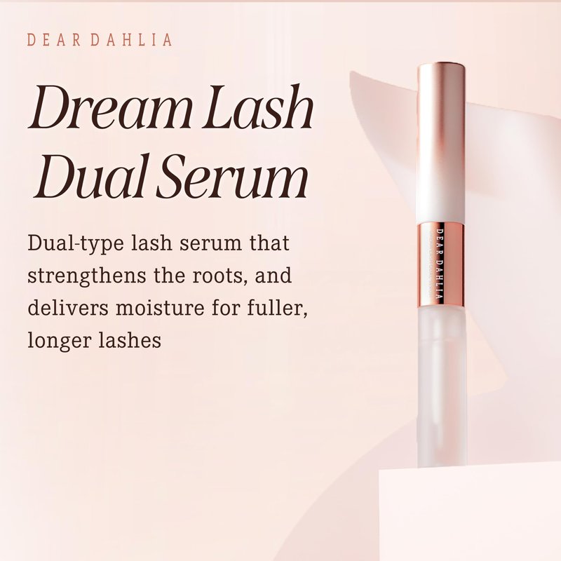DEAR DAHLIA Dream Lash Dual Serum, 9mL - Premium Eyelash Enhancer for Longer, Fuller, Thicker Lashes. Non-Irritating Formula, Hydrating & Healthy-Looking, Easy Application