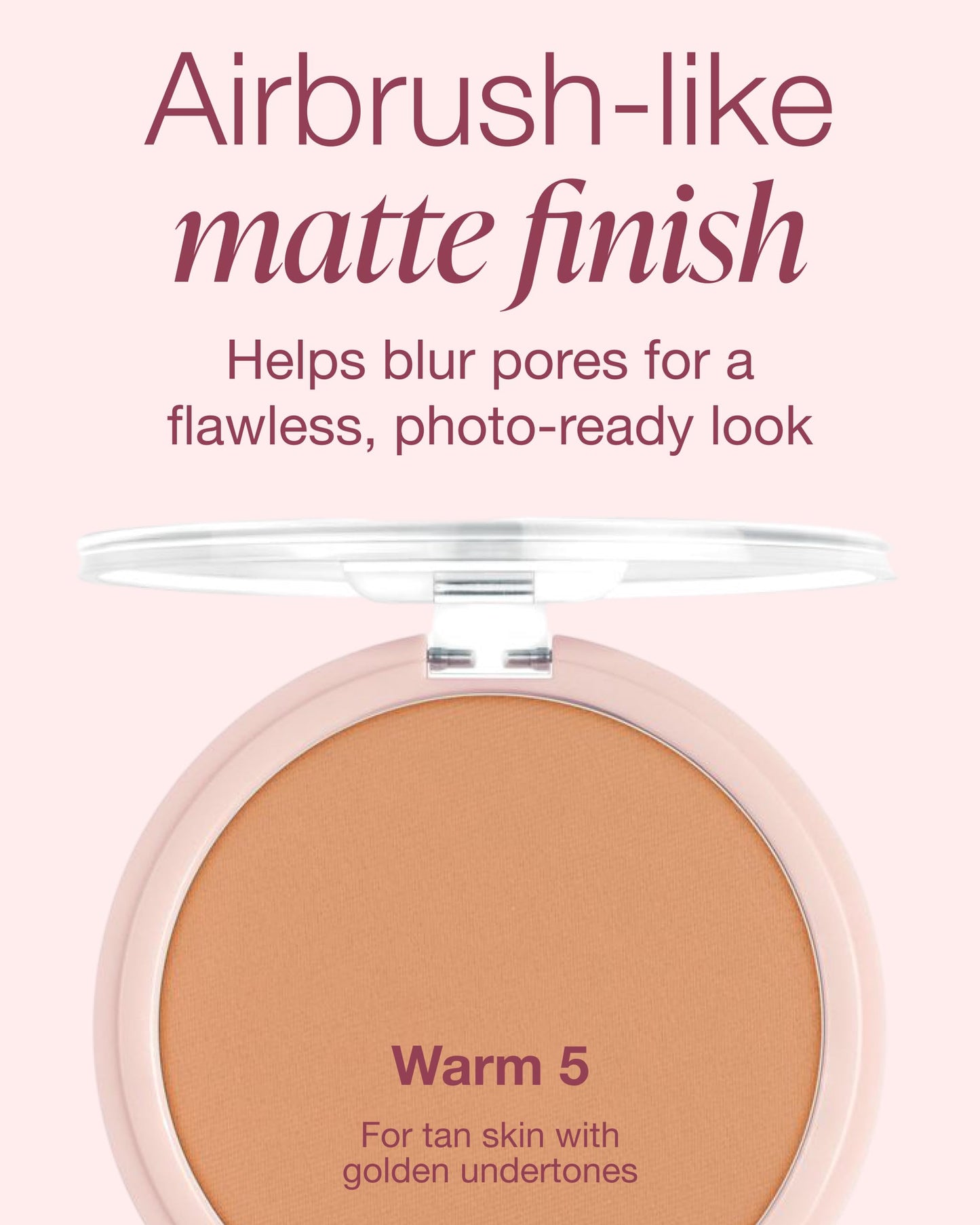 Mineral Fusion Pressed Powder Foundation - Matte Finish Face Powder for Tan Skin with Golden Undertones - Age Defying Foundation Makeup - Talc Free, Hypoallergenic, Cruelty-Free (Warm 5)