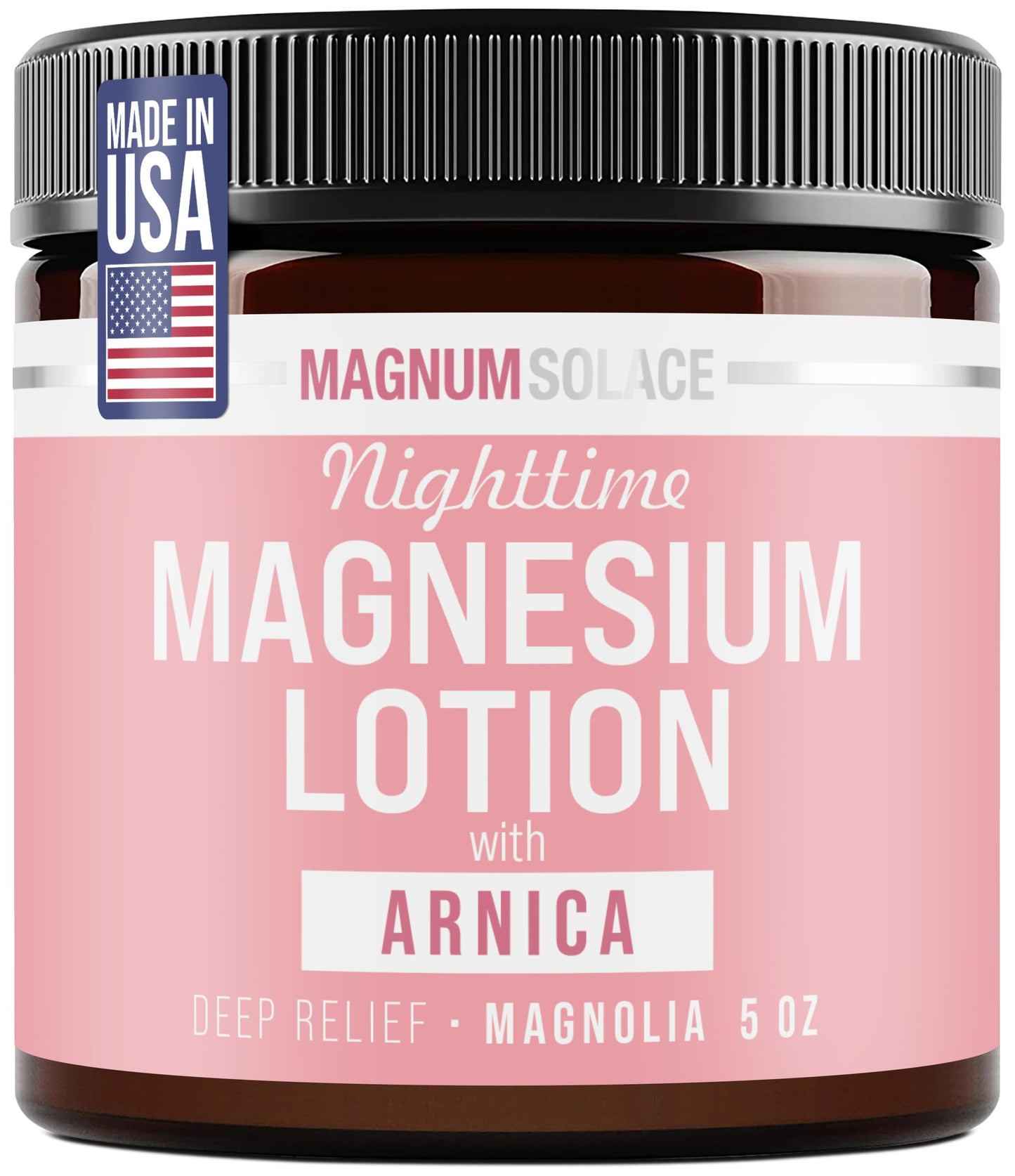 Magnum Solace Nighttime Magnesium Lotion with Arnica – Soothing Relief & Relaxation, Highly Concentrated Magnesium for Muscles & Joints – Apply to Legs or Feet Before Bed – Skin-Friendly
