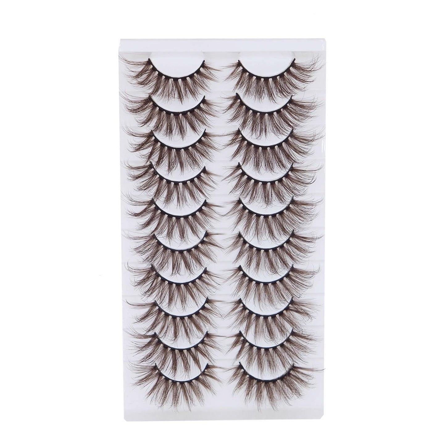 Brown Eyelashes Fairy Lashes Cat Eye Wispy False Lashes Mink Fluffy Dramatic Dark Brown Strip Lashes Fox Eye Long Volume Fake Eyelashes 10 Pairs (MQ608)