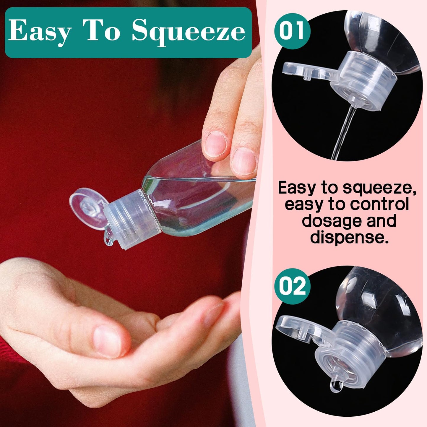 50pcs Empty 3.4 oz Travel Bottles with Flip Black Cap for Liquids Lotion