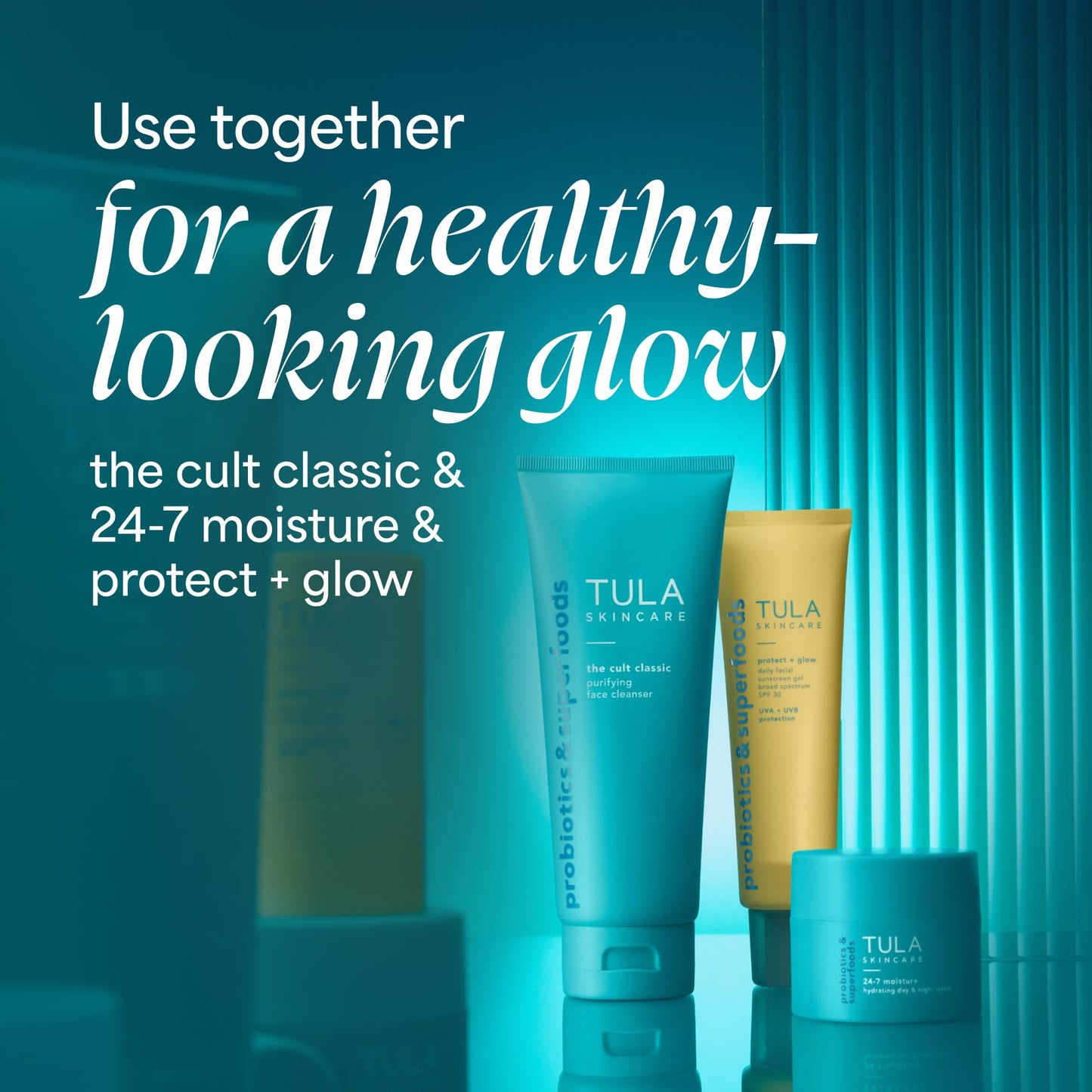 TULA Skin Care Protect + Glow Daily Sunscreen Gel Broad Spectrum SPF 30 - Skincare-First, Non-Greasy, Non-Comedogenic & Reef-Safe with Pollution & Blue Light Protection, Supersize, 3.38 oz