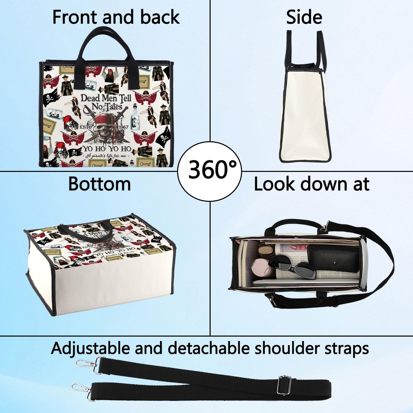 LEVLO Jack Sparrow Cosmetic Makeup Bag Angelica & Jack Fans Gift Dead Men Tell No Tales Toiletry Bag Pirate Lover Merchandise