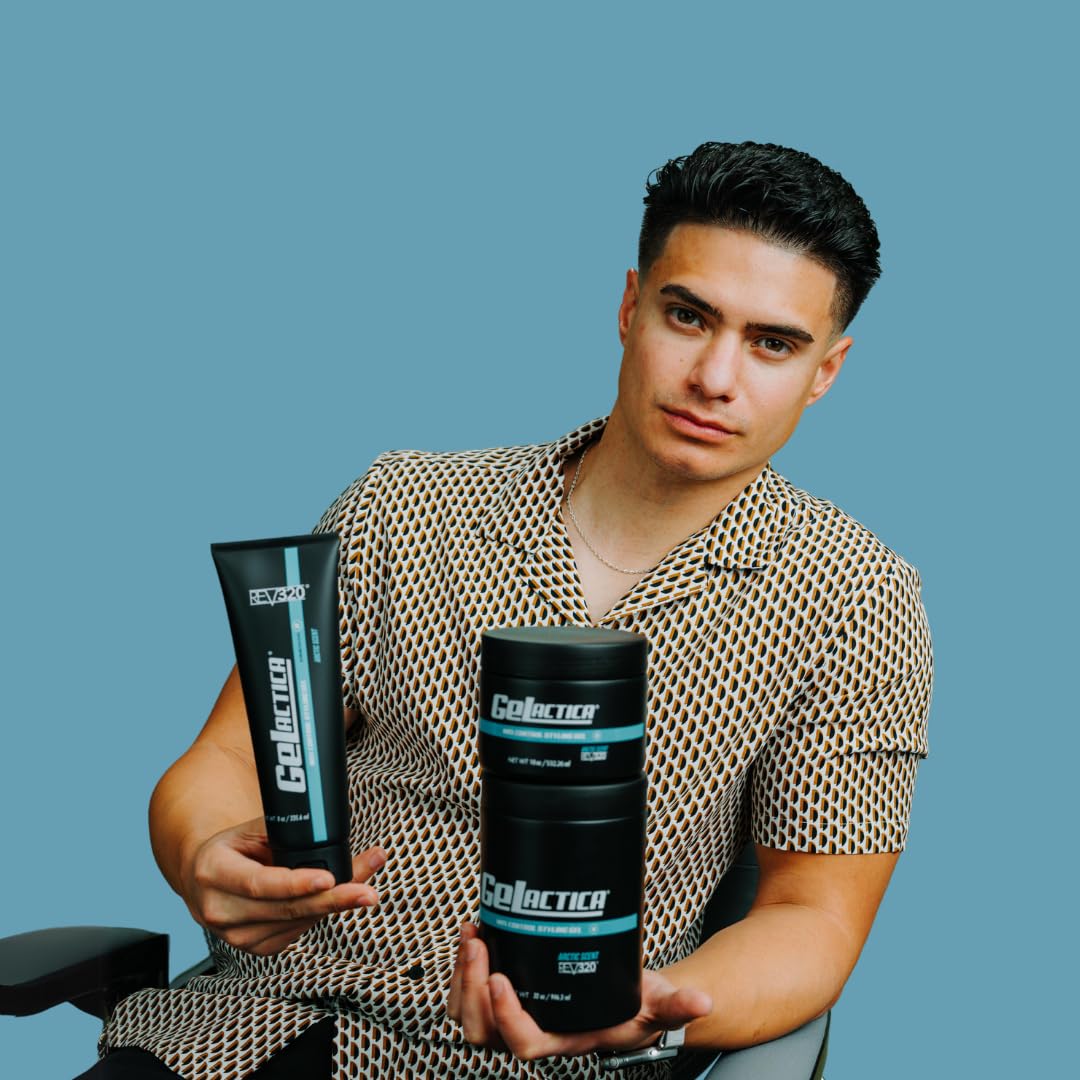 Gelactica Max Control Hair Gel for Men, Alcohol-Free, Strong Hold Styling Gel, Natural Extracts for Long-Lasting Hold and Shine, Slick Back Hair Style 18 oz
