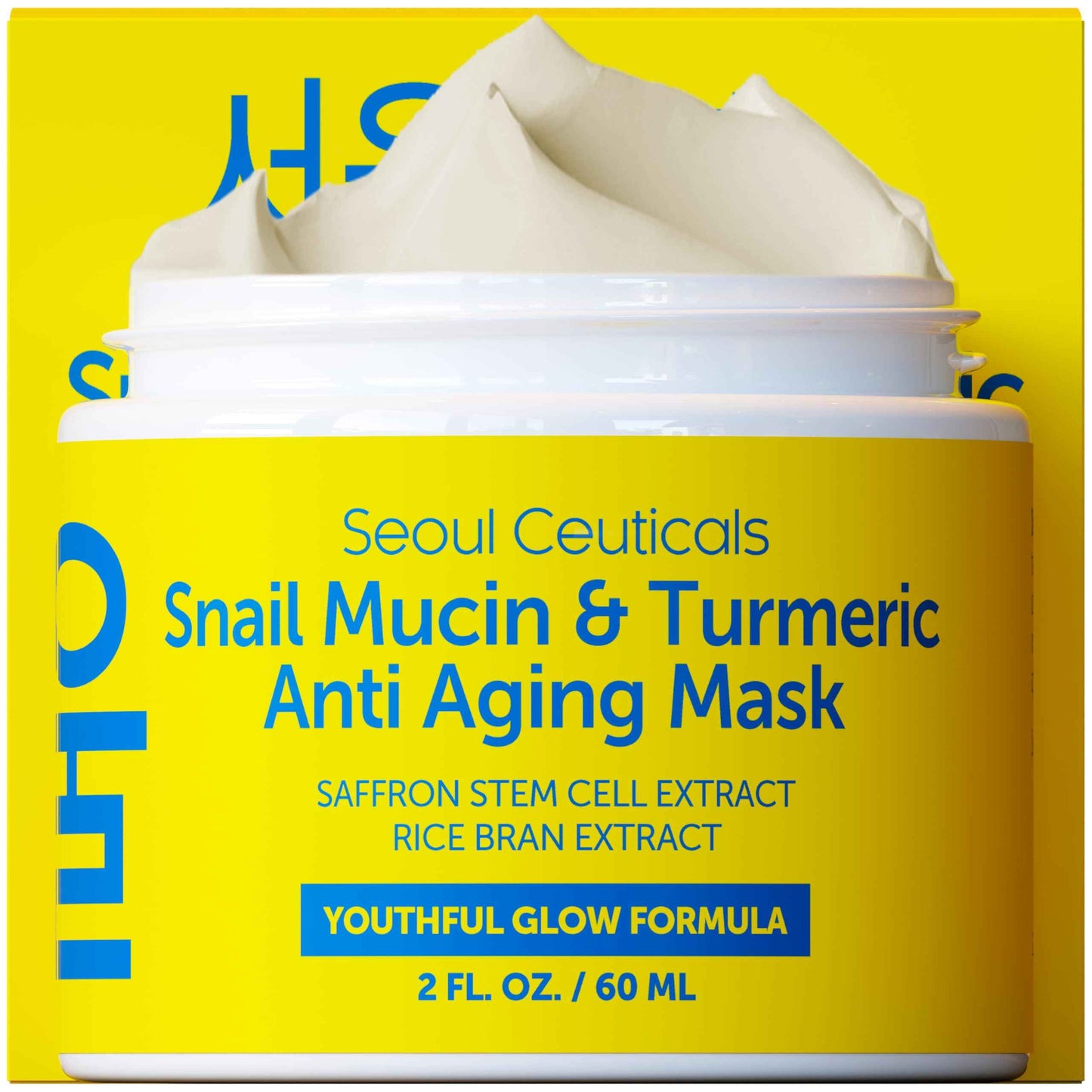 SeoulCeuticals Korean Face Mask Skin Care - Snail Mucin Turmeric Mask for Face – Cruelty Free K Beauty Anti Aging Face Mask for Healthy, Youthful Glow 2oz