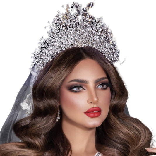 Queen Tiaras and Crowns Bridal Wedding Headband Crystal Tiara Crown, Birthday Party Wedding Pageant Hair Accessories (Silver/Single crown)