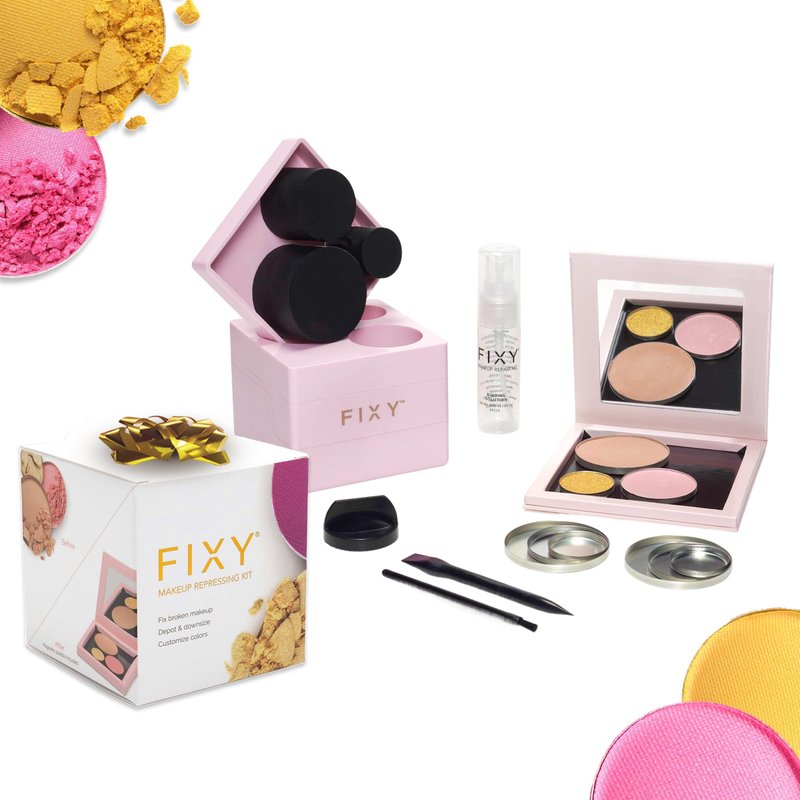 FIXY Makeup Repair Kit - Repressing tool for Eyeshadows, Blush & Highlighter or Depot | Organize Makeup Round Pans in Makeup Palette with Mirror | Makeup Artist Must Haves
