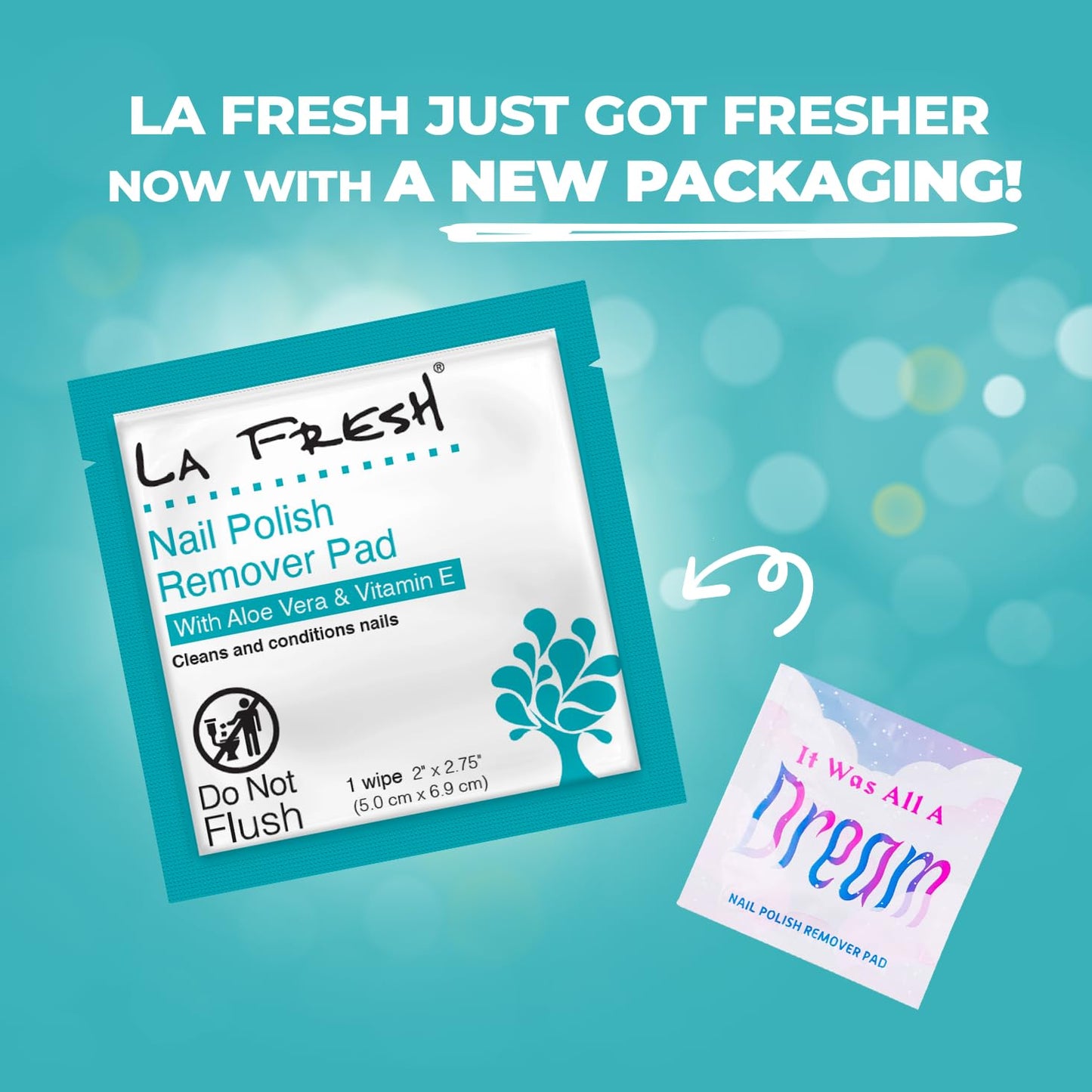 La Fresh Nail Polish Remover Wet Wipes with Lavender, Aloe Vera, and Vitamin E Pack of 50ct Acetone-Infused Pads - Nail Care Travel Essentials