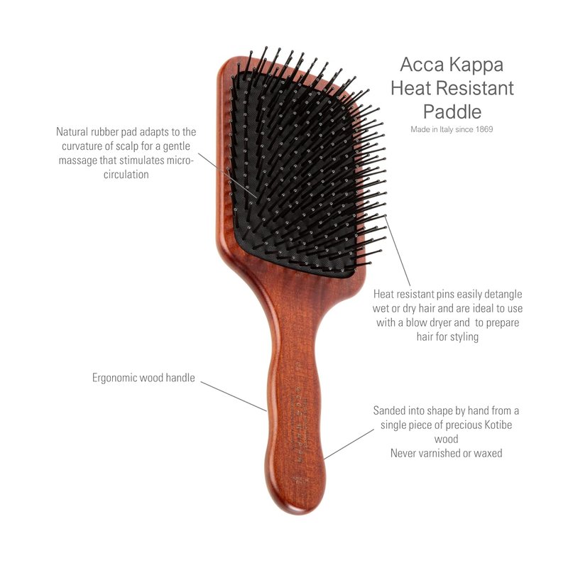 Acca Kappa Wood Paddle Brush - Pneumatic Design with Pom Pins | Travel Size