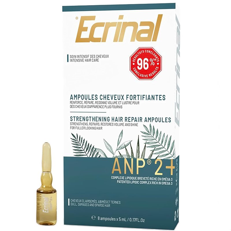 Ecrinal Hair Growth Ampoules for Men - Strengthening Treatment for Thinning Hair - 8 Pack with ANP 2+ Complex & Omega 3