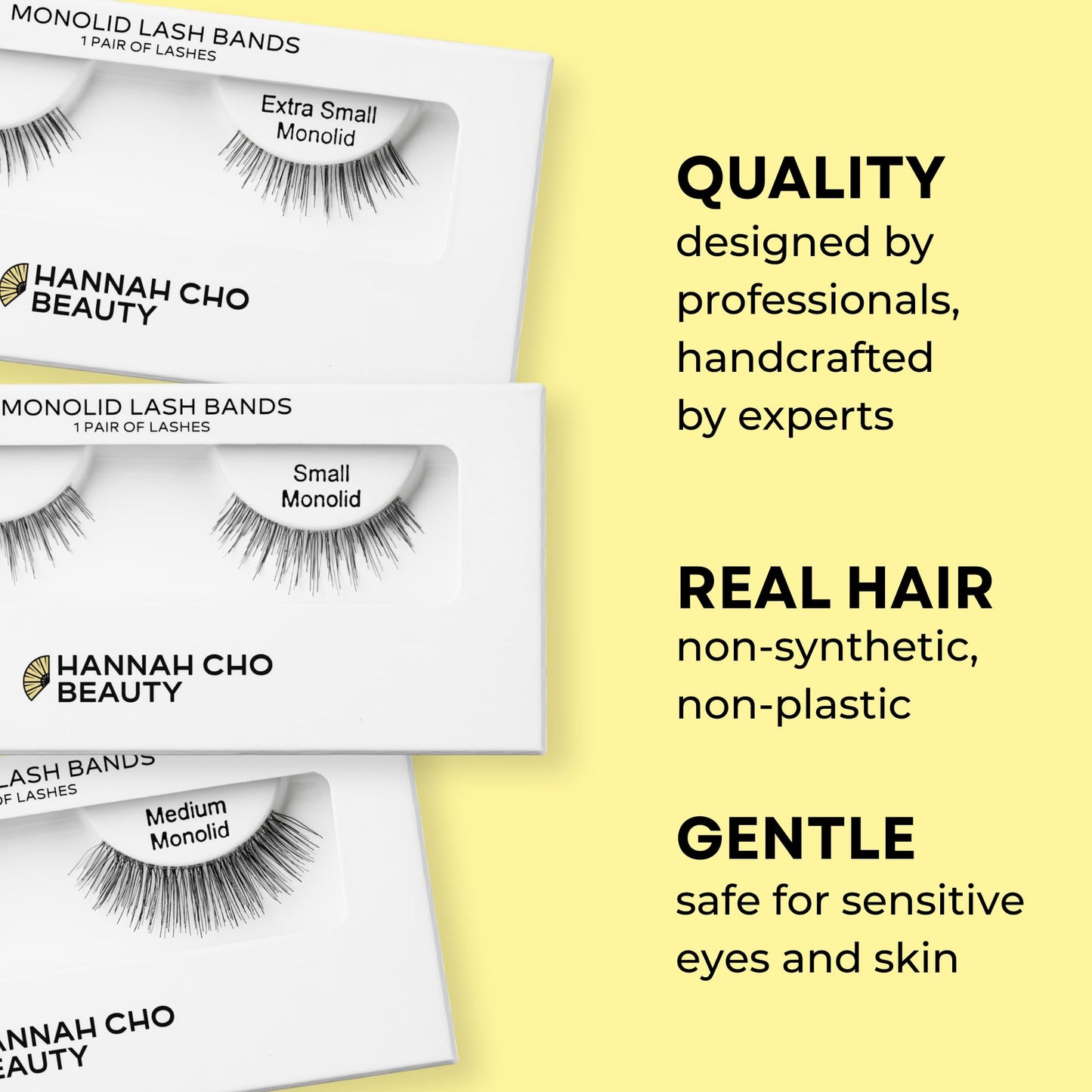 False Lashes for Monolids - Natural Eyelid Lifting Strip Eyelashes - Best Lashes for Asian Eyes - Small Style Light Volume - Hannah Cho Beauty
